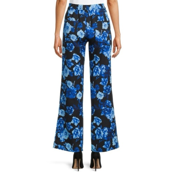 New Area Stars Floral Print Work Pants Trousers Hannah Black Blue Size XL - Picture 2 of 16